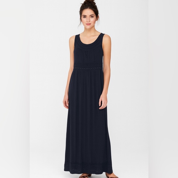 S.R. Fashions Navy Blue Embroidered Sleeveless Maxi Dress XXL - Picture 1 of 5